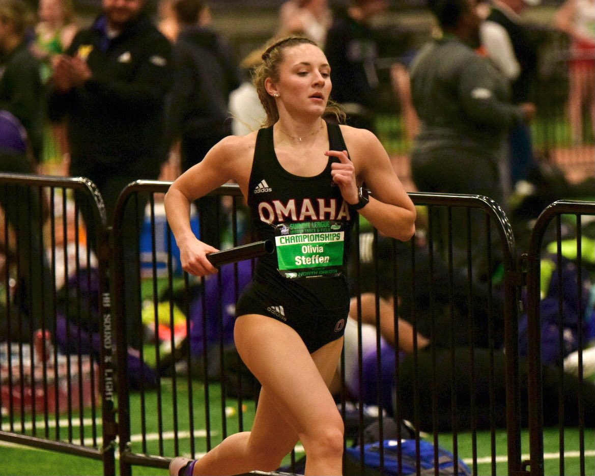 OmahaTFXC's tweet photo. 𝗗𝗠𝗥 | In Friday nights final event, the team of Gwen Steffen, Brianna Fulton, Olivia Steffen, &amp; Maddie Yardley finish in 6th place with a time of 12:29.08. 

The fastest DMR ran since 2016‼️

#EveryoneForOmaha | #OmahaTFXC ⚫️🔴🐮 https://t.co/o6mrK9x9xT