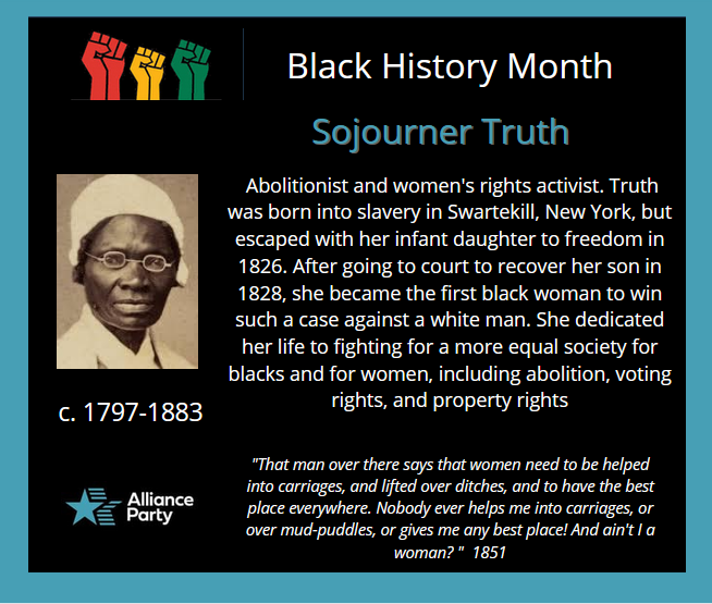 AlliancePTY's tweet photo. #BlackHistoryMonth #BlackLivesMatter #SojournerTruth https://t.co/WssDeiimOo