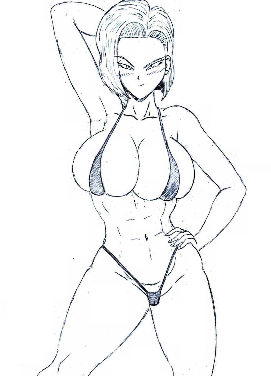 FictionWrite's tweet photo. Android 18 [Swimsuit 2] - Another sketch of Eighteen in her swimsuit.

https://t.co/KTgmqPFZN9 https://t.co/MK78lI1xRl