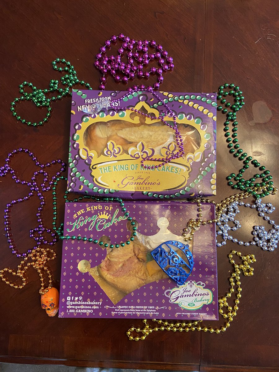 leahrenzi's tweet photo. I’ll say it again.  You may THINK you have the best sibling, but mine is the BEST.  FedEx delivered not one - but TWO King Cakes straight from NOLA to B’More this morning.  Laissez les bon temps rouler!  Love you @lauraosteen!
#epicmardisgrascatch https://t.co/toEiwkTTqn