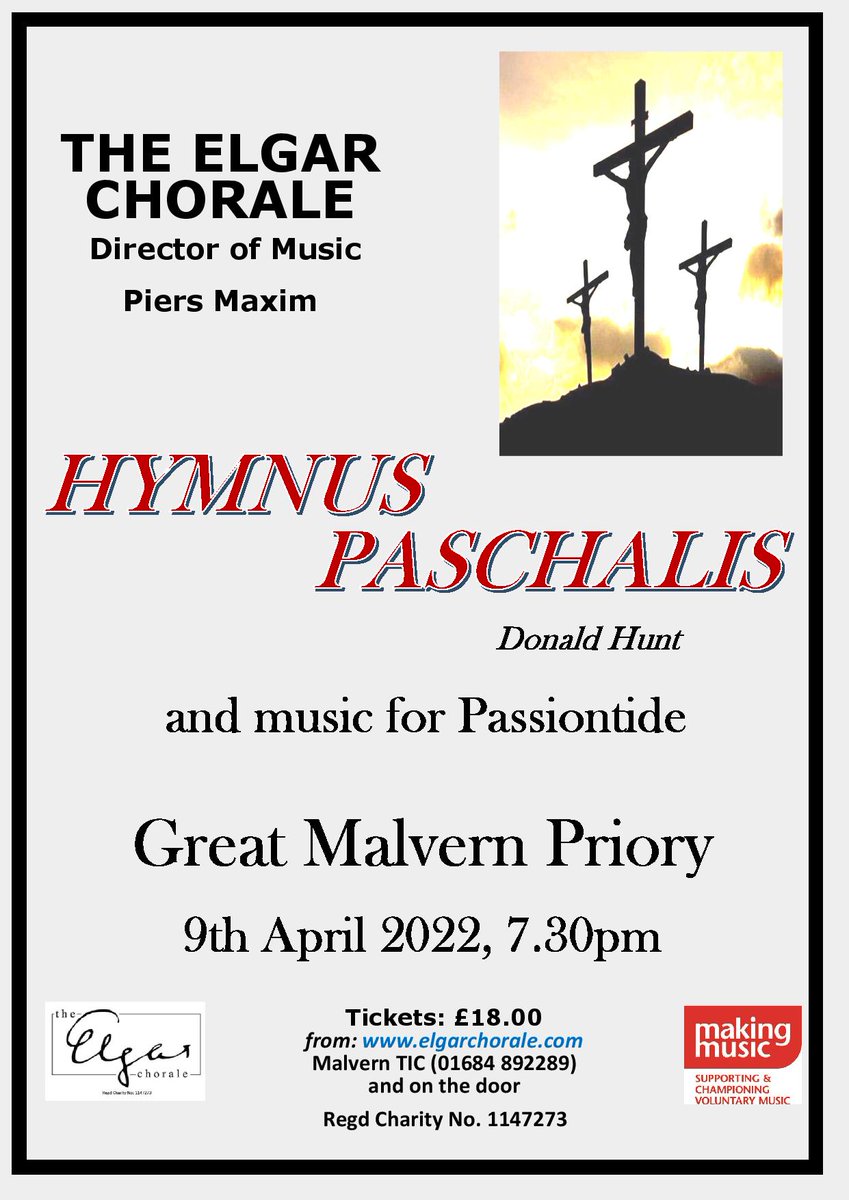 We are at Great Malvern Priory on April 9th 2022, to sing Donald Hunt’s ‘Hymnus Pascalis’.

Based on a plainsong chant discovered by the nuns at, Stanbrook Abbey, ‘Hymnus Pascalis’ was written for and premiered 1995.
<a href="/GMPriory/">Great Malvern Priory</a> @3choirs <a href="/MalvernGazette/">Malvern Gazette</a>
 eventbrite.co.uk/e/hymnus-pasch…