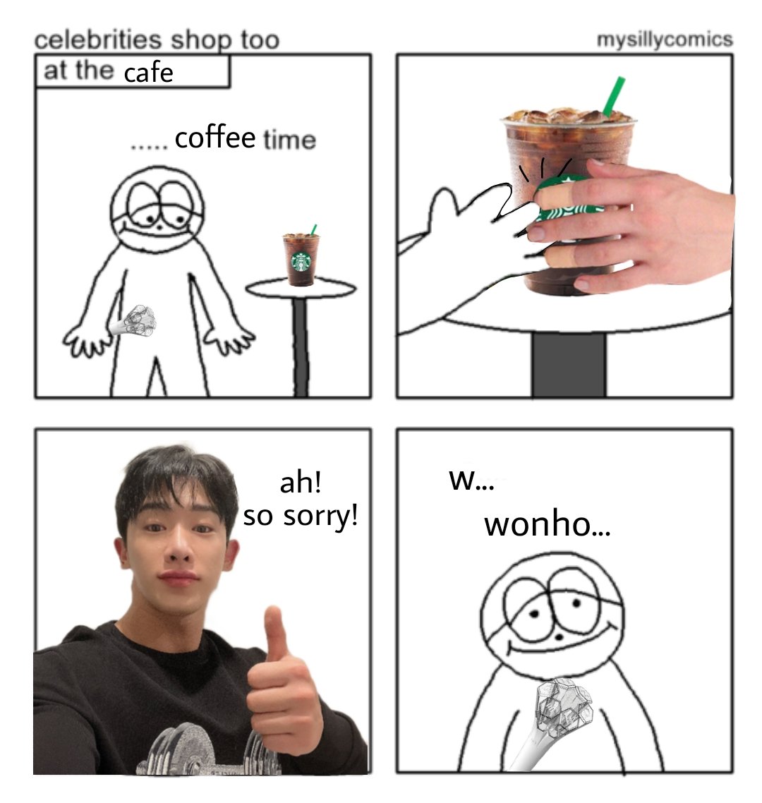 SHOWHOCORE's tweet photo. when wenee met wonho at his own bday cafe event https://t.co/CvlHkPUX6F