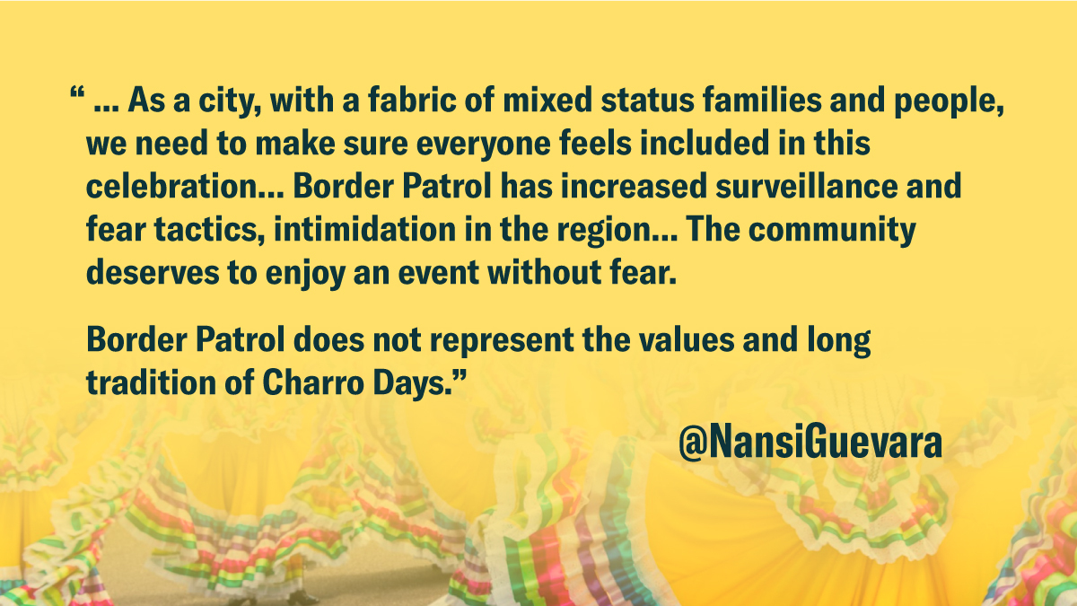 Here is what community leaders in Brownsville had to say about how Border Patrol strikes fear into the heart of families attending Charro Days:

<a href="/nansiguevara/">Nansi Guevara</a>, a designer, artist, &amp; teacher based in Brownsville