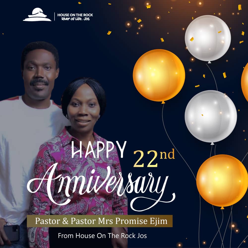 HotrJos's tweet photo. Congratulations to our own Pst. &amp; Pst. Mrs. Promise Ejim on their 22nd wedding anniversary. This sure looks good on you both. 
#Love #HOTRJOSLovesYou https://t.co/5KlXE0kuky