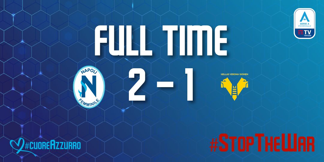 napoli_women's tweet photo. ⚽️ RISULTATO FINALE
💙 #NapoliVerona 2-1

⚽️ Pinna 17', Ledri 19', Pinna 23'

#cuoreAzzurro #NapoliFemminile #SerieAFemminile https://t.co/G1vBXdtlnI