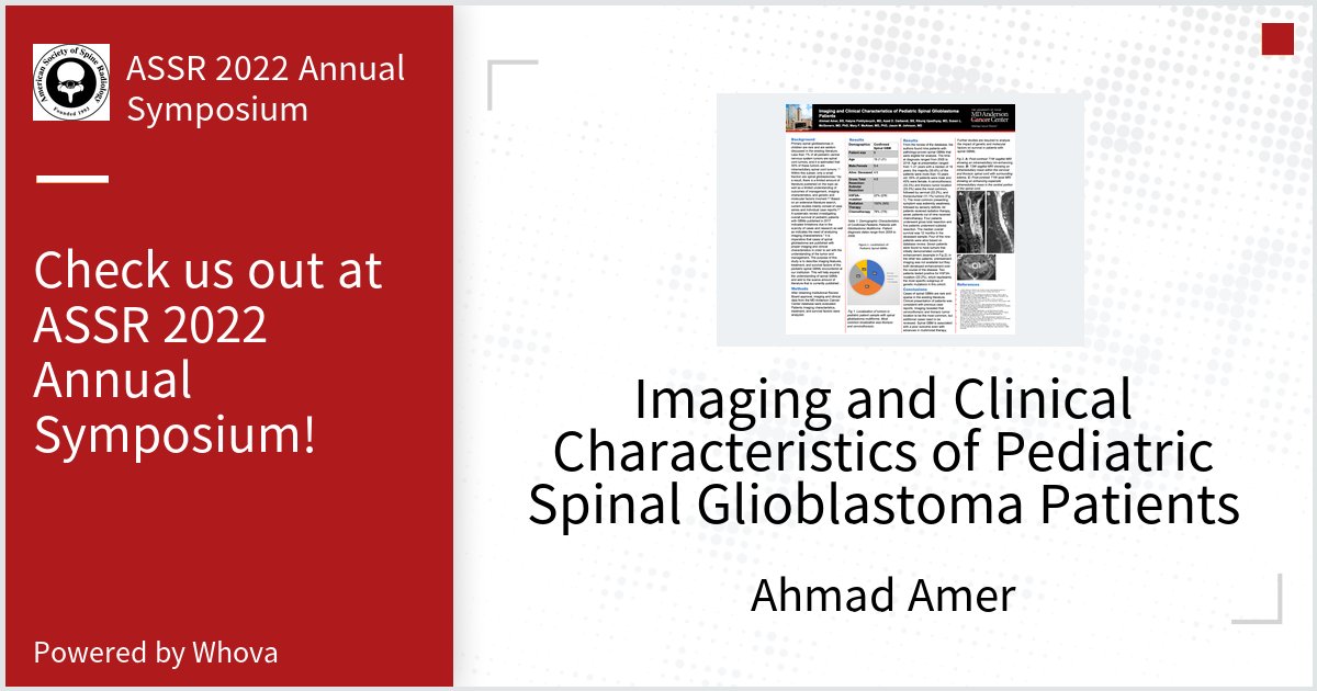 Ahmad Amer, MD (@ahmadamer_97) on Twitter photo Honored to present at the ASSR 2022 Annual Symposium! <a href="/MDAndersonNews/">MD Anderson Cancer Center</a> <a href="/The_ASSR/">American Society of Spine Radiology (ASSR)</a> #gbm #radiology Honored to present at the ASSR 2022 Annual Symposium! <a href="/MDAndersonNews/">MD Anderson Cancer Center</a> <a href="/The_ASSR/">American Society of Spine Radiology (ASSR)</a> #gbm #radiology