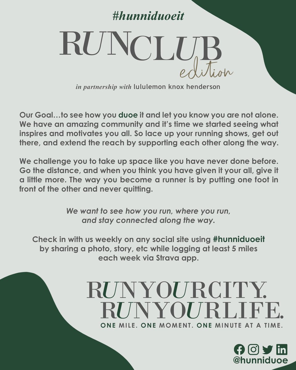 Run fast. Run slow. But whatever you do, #hunniduoeit. <a href="/hunniduoeit/">hunniduoeit</a> <a href="/jasskirk/">Jas Kirk</a> <a href="/lululemon/">lululemon</a>