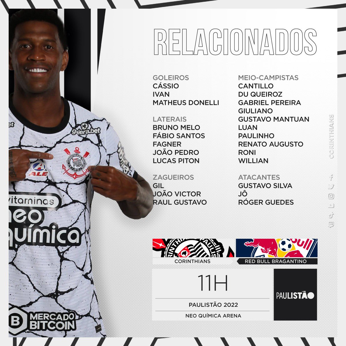 Corinthians's tweet image. Espera aí, antes de ir pular carnaval, se liga nos relacionados para a partida do Corinthians contra o Red Bull Bragantino neste domingo! ⚫⚪

#SCCPxRBB
#VaiCorinthians