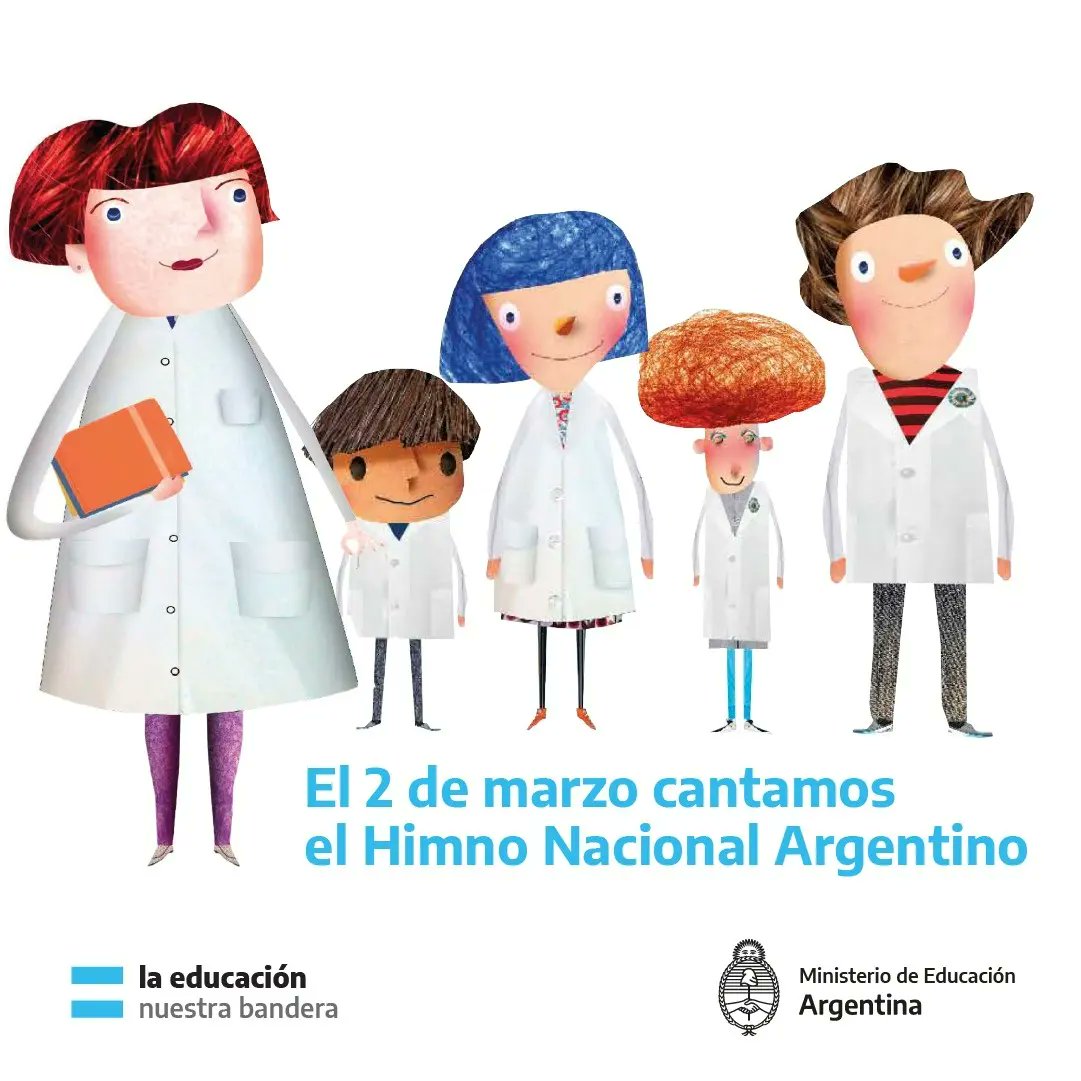 EducacionAR's tweet photo. Este 2 de marzo, invitamos a estudiantes, docentes y familias a cantar el Himno Nacional Argentino e izar la bandera en todas las escuelas del país.

¡Pongamos la educación en lo más alto!

#LaEducaciónNuestraBandera https://t.co/cRPrvcgGDb