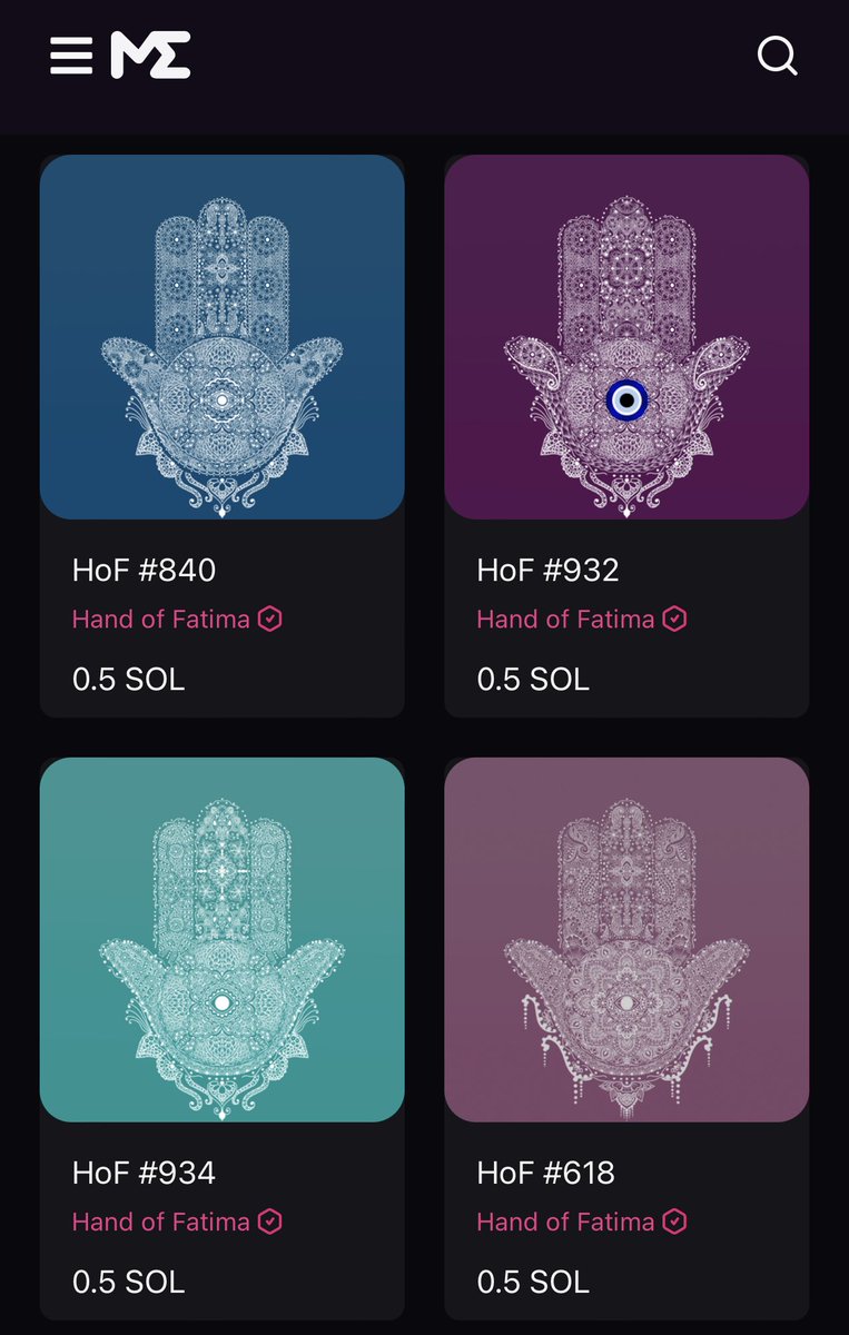 HandOfFatimaNFT's tweet photo. We are on @MagicEden_NFT! Check us out and pick your favourite combination. 🧿 #PositiveEnergy #NFT #NFTdrop #nftcollector #NFTs #art #artists https://t.co/2YSYHG6WXa https://t.co/QBOX3kFhY2