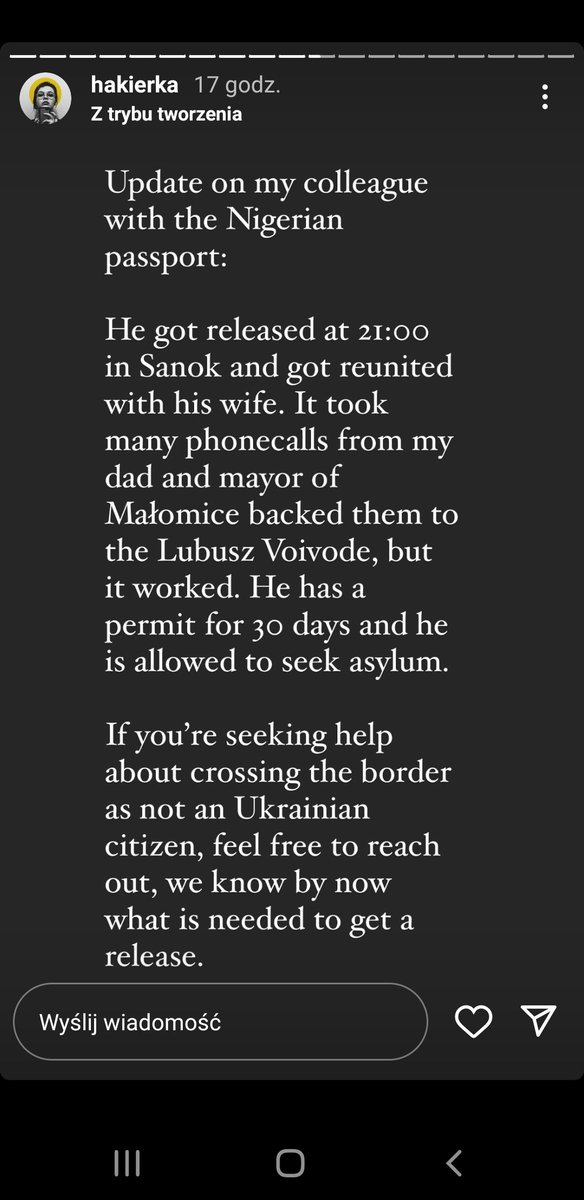 About people from Africa in Ukraine: THEY CAN ENTER POLAND, several of them already did. If you know someone at the border who have a problem with leaving Ukraine CONTACT @/hakierka ON IG She already helped a Nigerian person to cross.
#UkraineUnderAttack #UkraineWar #PolandBorder