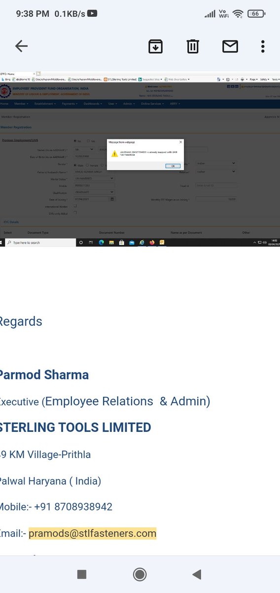 Anurag__Singh's tweet photo. @socialepfo @PMOIndia My aadhaar card number 284321594855 is mapped with some other person UAN number. How can be corrected.Because only one adhar number has to allow only one https://t.co/Rc6iNxJTtM Member ID is attached some other person UAN.that was a technical fault by NDC. https://t.co/nirvX60lbW