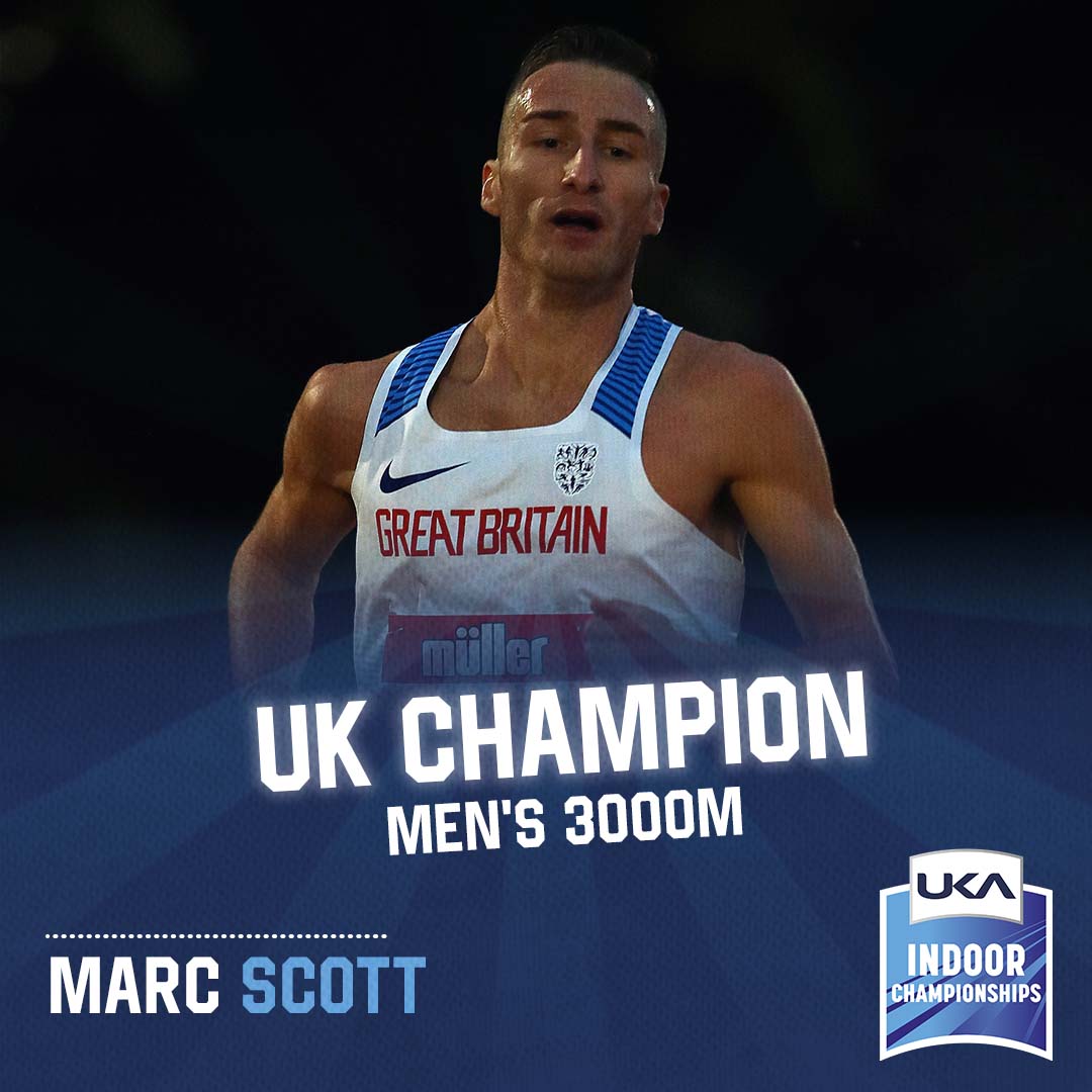 A captivating Men's 3000m was won by @_MarcScott in 7:53.35 🏆 @jamaine_1995 was second in 7:53.92, three-tenths of a second clear of @J_West96 💪 #UKAIndoorChamps results 👉 results.britishathletics.org.uk/20220226_Birmi…