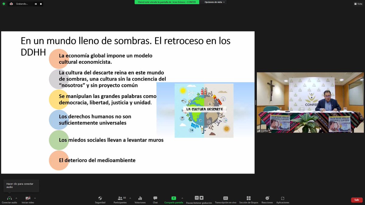 JusticiaCONFER's tweet photo. Última ponencia de la jornada. Vicente Martín nos dice dos claves para transformar el tejido social: El encuentro y el cuidado https://t.co/qFGUqqYHH7