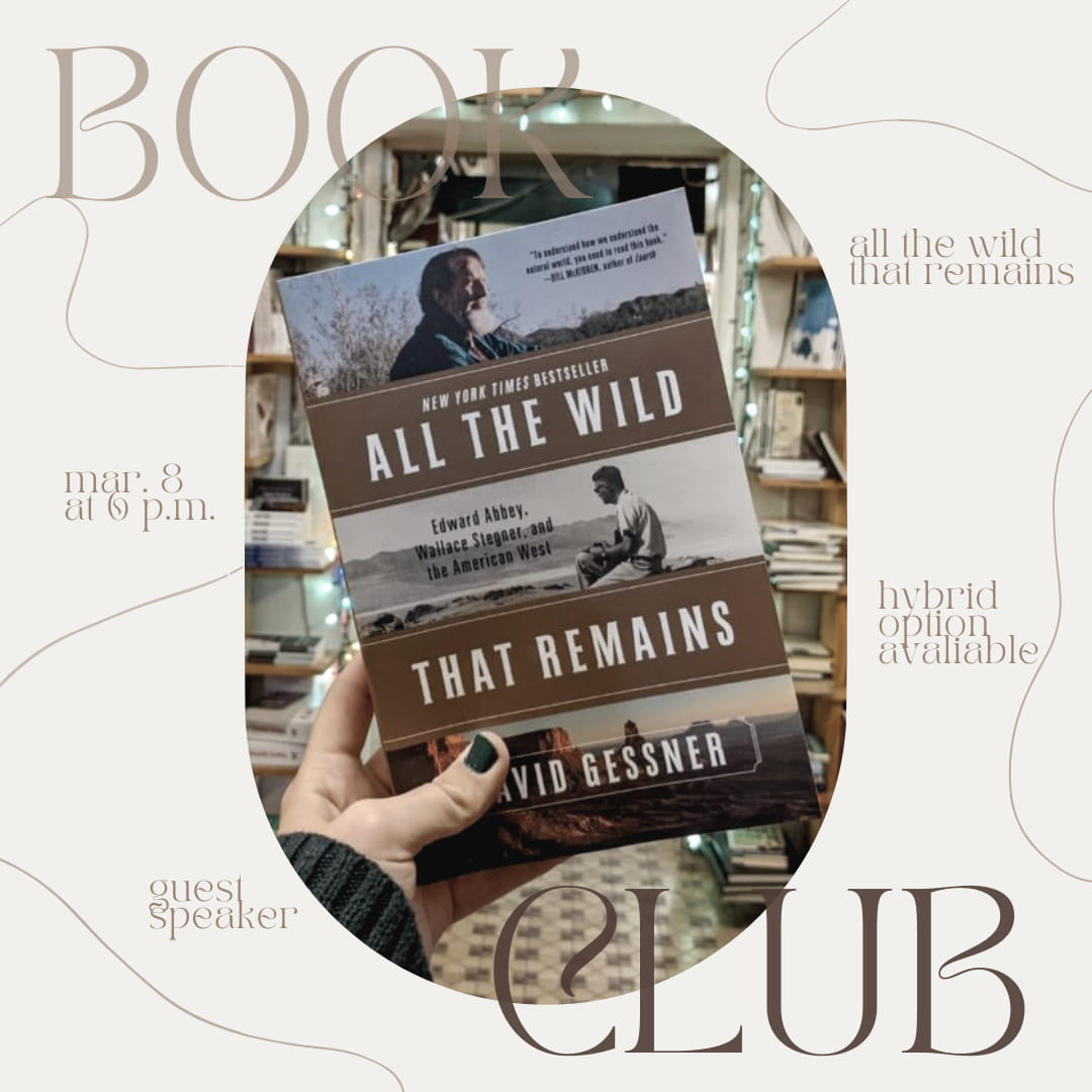 Join Cape Fear's Going Green for our Environmental Book Club happening on March 8 at 6 p.m. We will be reading All The Wild That Remains by David Gessner. Gessner will be joining us for the conversation, so get excited! Limited in-person seating and zoom options available.