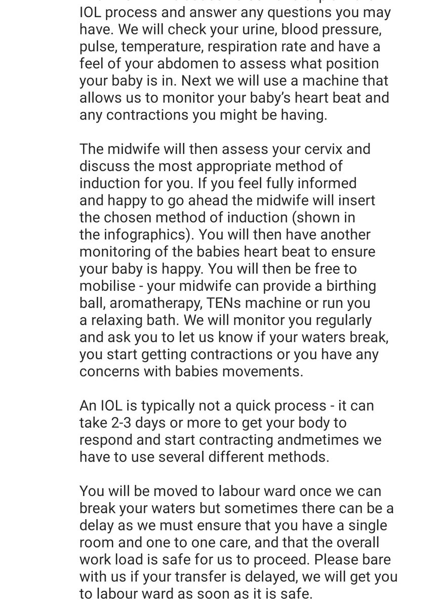 💙Induction Of Labour (IOL) Process 💙

If you decide to go ahead with an IOL, we understand that it can be a daunting unknown. This post is aimed to briefly highlight what will happen during the IOL process and the different methods available.