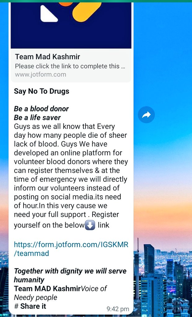 teammadkashmir's tweet photo. Please register yourself  on below link  
https://t.co/IOIwtzFctU

@TeamSOSIndia
@BloodDonorsIn 
@BLEED2SAVE 
@JKBloodDonors 
@JkDonors 
@rifatabdullahh 
@NasirKhuehami 
@davood_peer 
@kralkoor 
@Umar__bash1r 
@rauf
@shahidimrankc 
@Masratzahra 
@RisingKashmir 
@DailyTaskeen https://t.co/QpcE6IAnyy