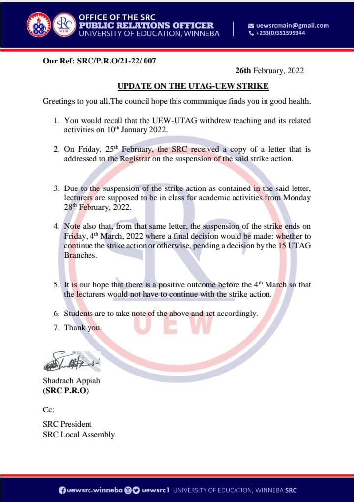 Students of UEW. Quick Notice❗❗.<a href="/uewsrc1/">UEW SRC</a> <a href="/uew_daily/">uew_daily</a>
