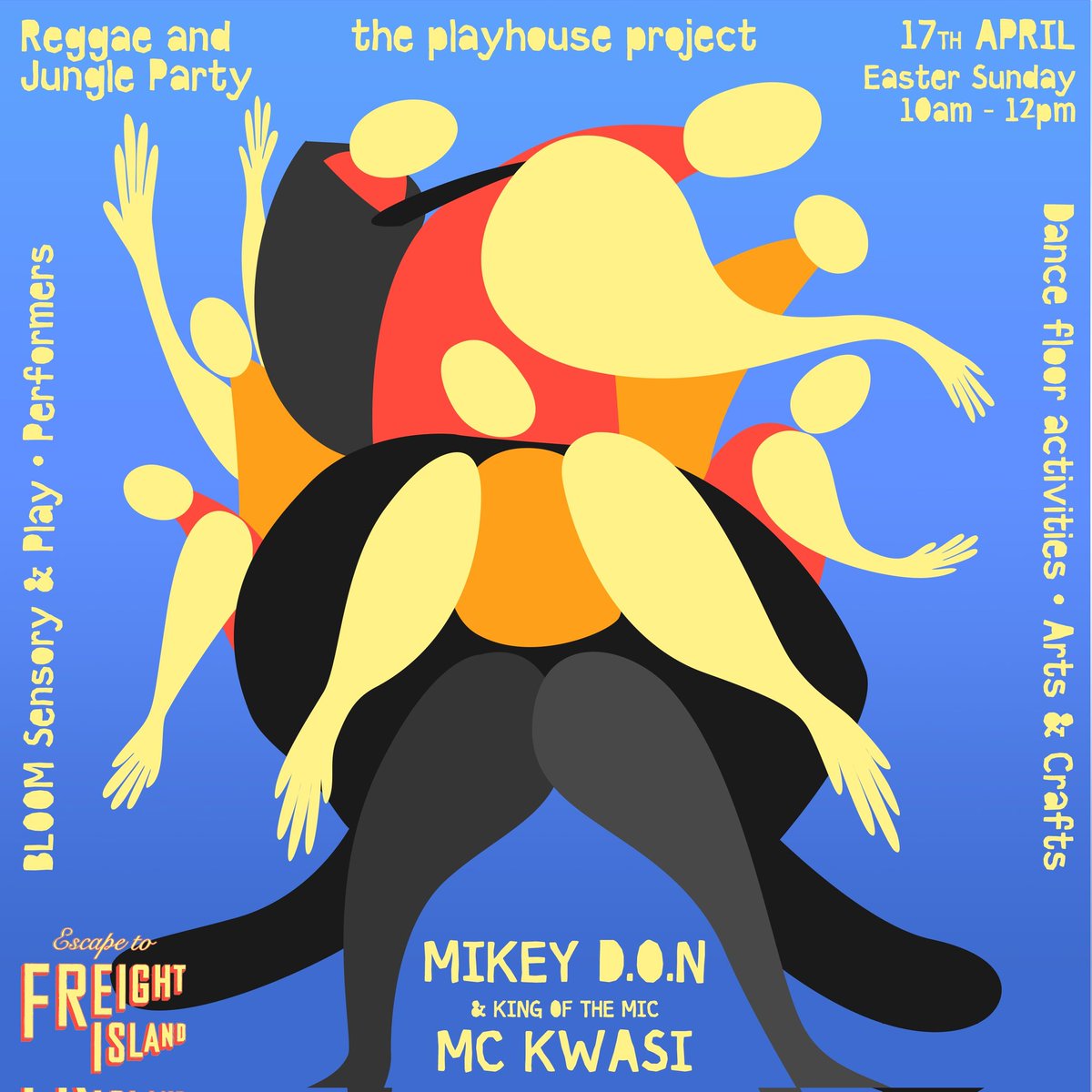 THE PLAYHOUSE PROJECT EASTER TAKEOVER with award winning Reggae & HipHop pioneer DJ Mikey D.O.N & the wonderful MC Kwasi for a Reggae & Jungle Party @freightisland 🚧 🚧 🚧 🚧 Under 3s go FREE Book here 👇 go.kaboodle.co.uk/etfi-playhouse… #familyrave #familyfun #escapetofreightisland