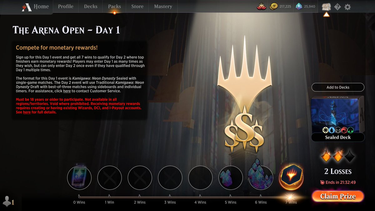 instantonius's tweet image. 7-2 Arena Open Day 1 with 5C Value Pile. Let's get those $$$ tomorrow,