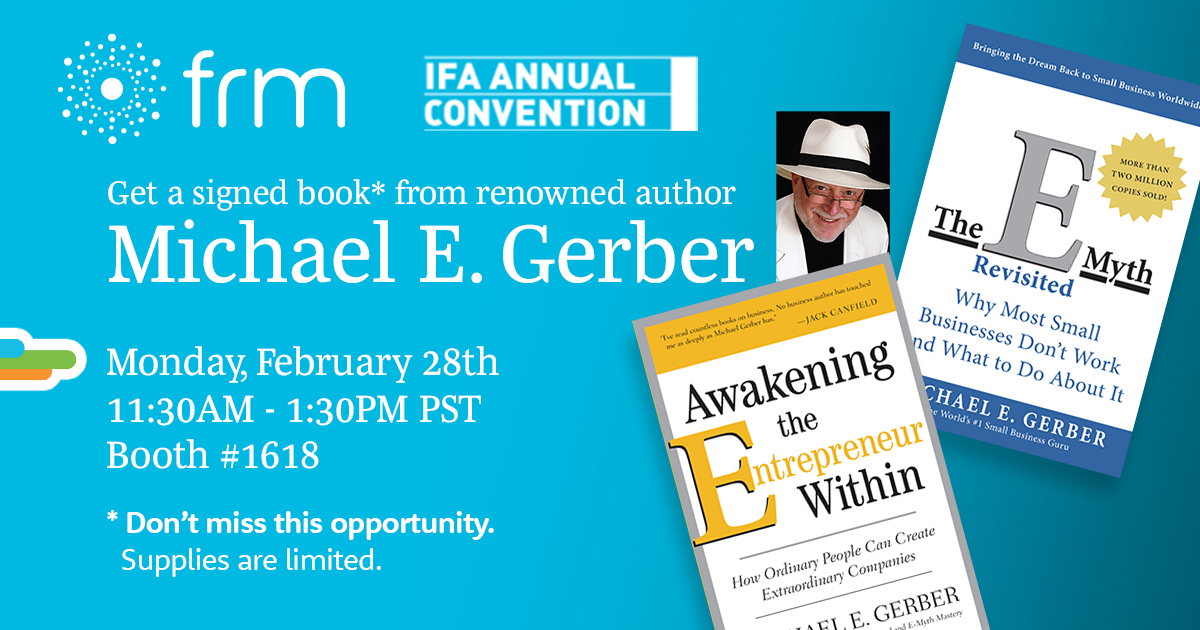 FRMsolutions's tweet image. Meet @MichaelEGerber, ("The World's #1 Small Business Guru" - Inc. Magazine) at #IFA2022. Get a signed book while supplies last.
#IFA2022 #franchising #franchise #franchisedevelopment #convention #franchiseconvention #franchisecommunity