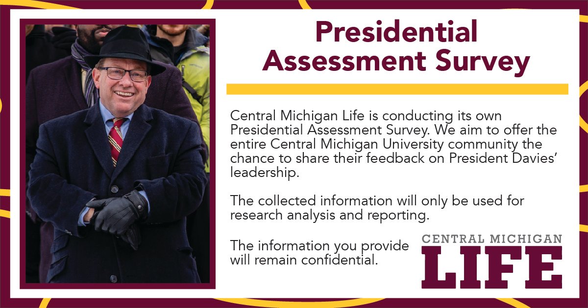 CM Life is offering the CMU community an opportunity to share their feedback on President Davies' leadership. Participants must sign in with their CMU email to fill out the form. Further details are provided within the survey.

Take the survey here: forms.office.com/r/KmaMx6gkaB