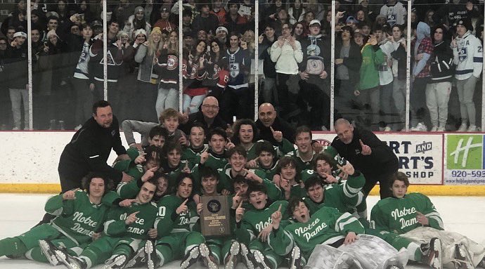 Division 1 Section 2 Champions! 
Notre Dame Academy advances to the <a href="/wiaawi/">WIAA</a> State Tournament Friday, March 4th. 
Game time to be determined tomorrow after State Tournament seeding. 
<a href="/NDATritonSports/">Notre Dame Academy Athletics - Green Bay, WI</a> <a href="/WiPrepHockey/">WisconsinPrepHockey</a> <a href="/TritonsNDA/">Notre Dame Academy</a> #wiaahockey