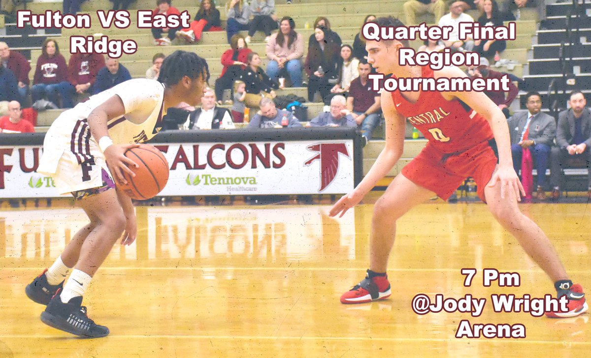FultonBBall's tweet photo. It’s game day for your Falcons!
Quarter Final Region Tournament
Fulton VS East Ridge
At Jody Wright Arena
Game time: 7:00 pm
Come out and support your falcons in the first round of the region tournament in a win or go home game!
#fultonhoops #FultonFamily
@5StarPreps https://t.co/EcadXVv3LB