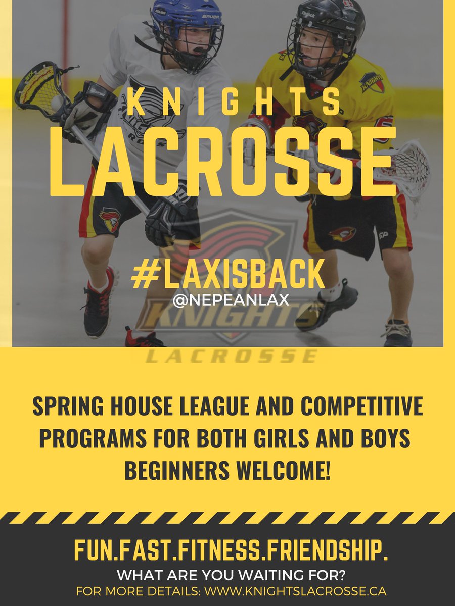 NepeanLax's tweet photo. #LaxIsBack and registration is open!
FAQS:
🥍Free for first time 3 & 4 year olds
🥍Free stick for all new players regardless of age
🥍Houseleague runs from April to the end of the school year
🥍Competitive try outs in early April
👉https://t.co/LcyWvx5VLN for info! https://t.co/WmkUT0nqv3