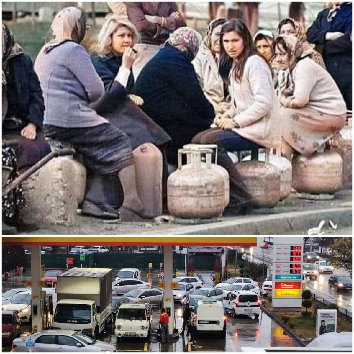 Eskiden tüp yağ kuyrukları olurmuş. Şimdi ise mazot kuyruğu...  #çokkritikgünler #mazot #benzin #dolar