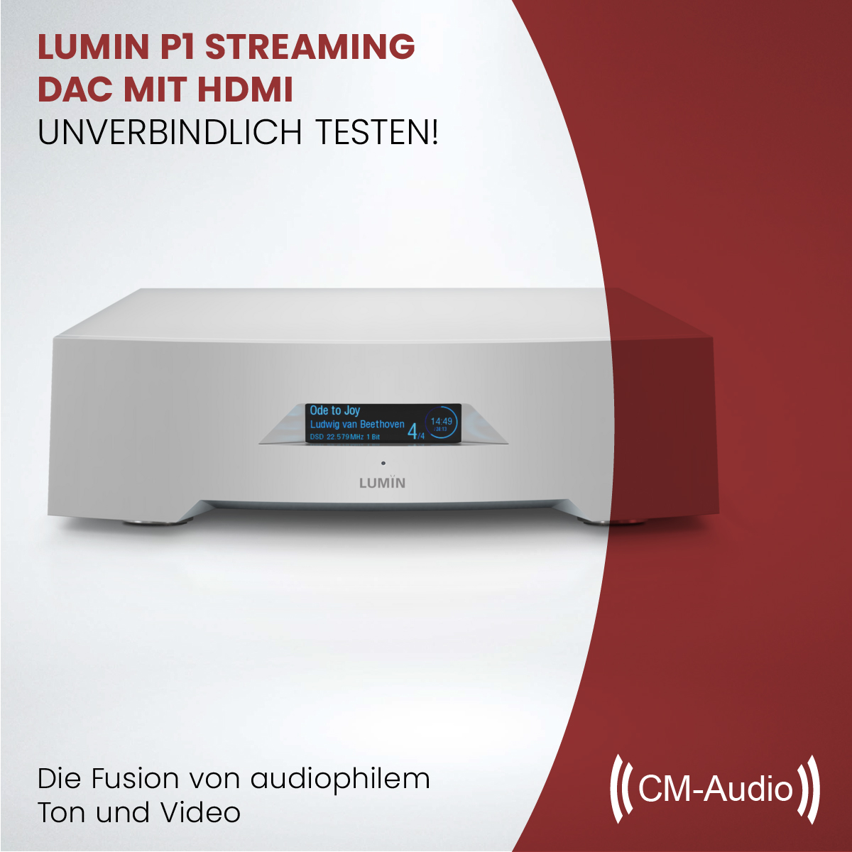 CMAudioDotNet's tweet image. Lumin P1: Kombination aus audiophiler Musikwiedergabe und TV/Video. Hören und sehen Sie den Lumin P1 zu Hause. Denn nur zu Hause klingt wie zu Hause.

Testpaket bestellen:
cm-audio.net/lumin-streamin…