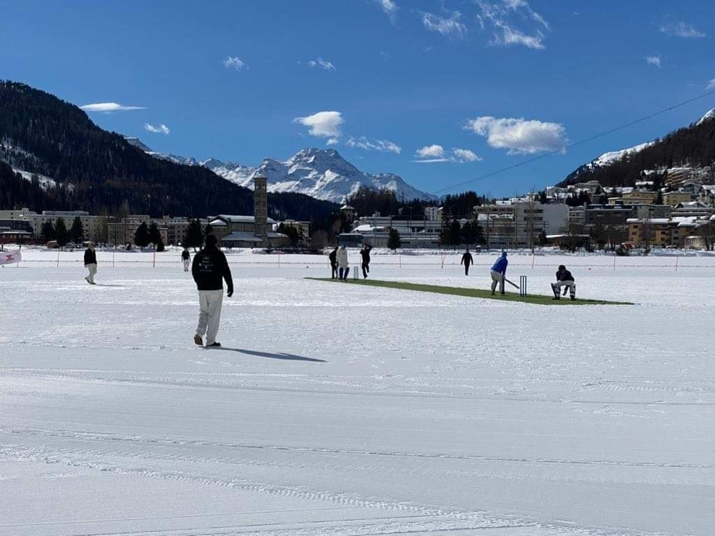 WarsawHussarsCC's tweet photo. In recent days, our player Richard took part in the ❄️Cricket on Ice 2022 ❄️tournament (@COI_StMoritz), which is played every year in winter on a frozen lake in St. Moritz in Switzerland @CricketSwiss 
Maybe one year we will go there as WHCC? :)
#coi2022 #Cricket https://t.co/qGkBgnPGKu