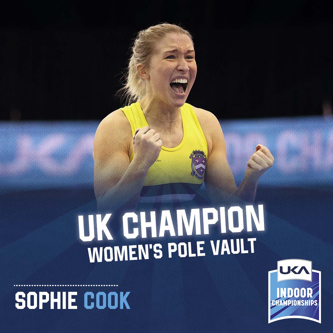 Pole Vault glory for <a href="/sophcook94/">Sophie Cook</a> 🥇

The reigning UK champion defends her Indoor title by clearing 4.45m 🙌

Jade Ive (4.40) claims silver, with <a href="/sophieashurst_/">Sophie Ashurst</a> (4.15) in third 👏

#UKAIndoorChamps