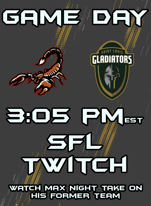SFLMotorCity's tweet photo. It's Game Day here in the @simulationfl 

Tune in to SFL Twitch at 3:05pm est to watch us take on the @SFLArizona 

This is the game Max Night has been waiting for all season!!

#formerteam #simulationfl #singlebarcity #simsports https://t.co/YVca4v3gkW