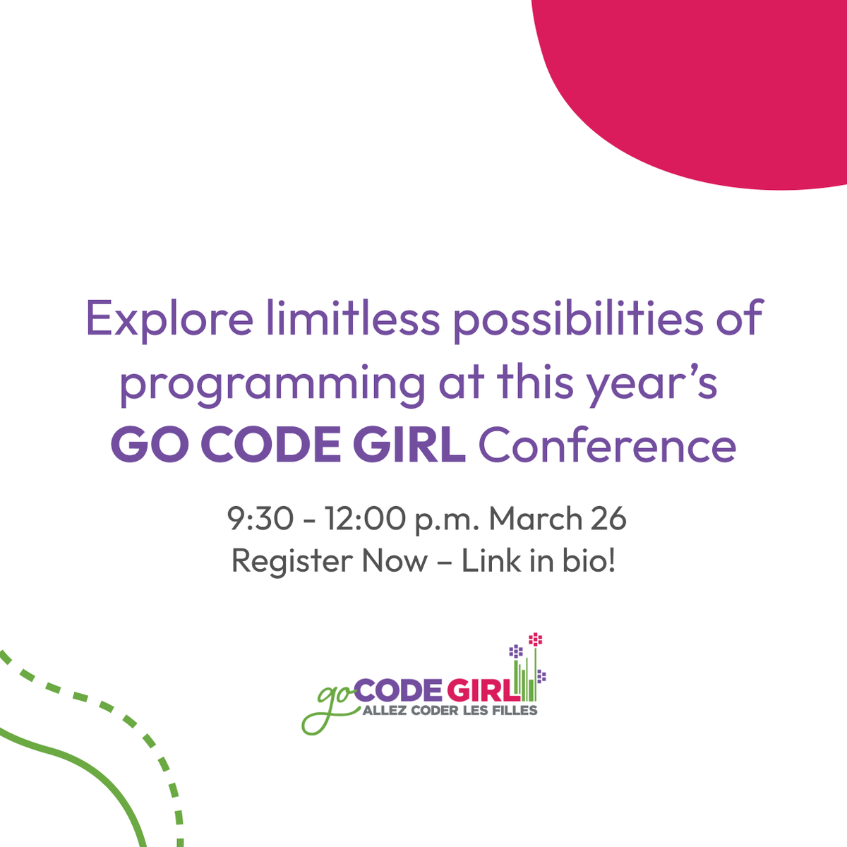 Know grades 7-12 girls in NB interested in CompSci? Encourage them 2 join <a href="/UNB/">UNB</a> Go Code Girl, an event designed to introduce wide range of career possibilities in tech, computing &amp; software engineering. March 26 9-12pm. Register: unb.ca/fredericton/en…