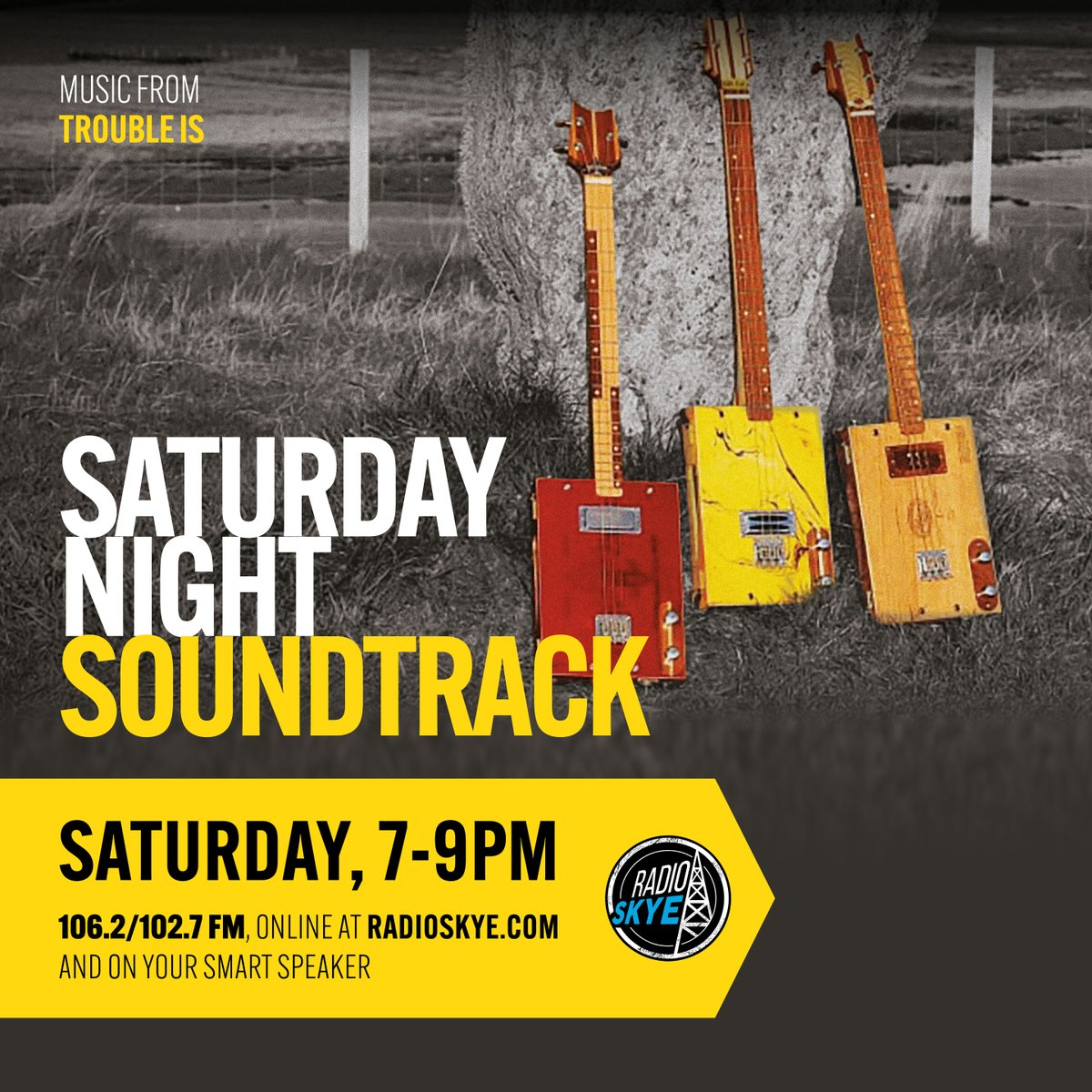 Tonight 7-9pm, #SaturdayNightSoundtrack with <a href="/djsamhinks/">Sam Hinks</a> on Radio Skye features music from 'Trouble Is' from Stornoway :-)