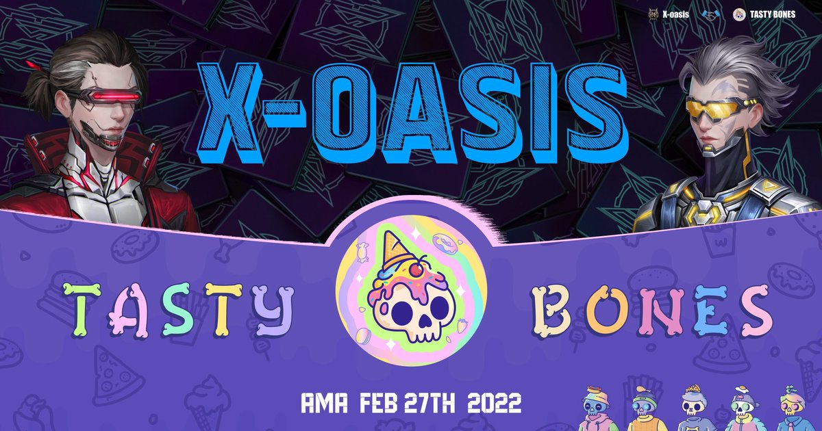 our frens over at @Xoasis_MST allocated 5 WL spots to our community! ☠️👾

to enter:
- follow @Xoasis_MST <a href="/TastyBonesNFT/">Tasty Bones ☠️</a>
- like + rt

ends in 12 hours. good luck!

p.s. we will be having an AMA on feb 27th at 7PM EST with the x-oasis team. see you there!