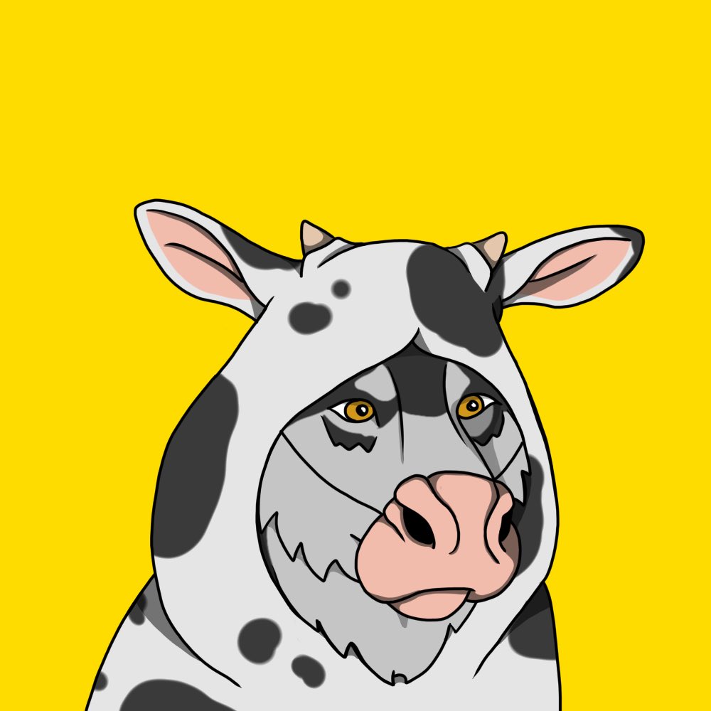 NFTWolvesID's tweet image. Hey guys! Just wanted to introduce you to another one of our Wolves in Disguise! This time, he poses as a cow 🐄!! Let us know what think he should disguise as next! 🙌🏻 #nft #nfts #NFTCommunity
