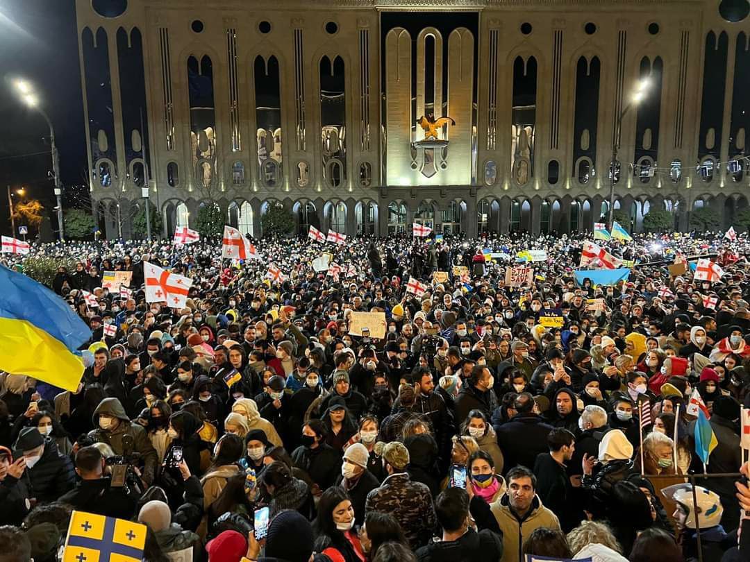 Thousands of people joined the rally in support of Ukraine in Tbilisi, Georgia.
