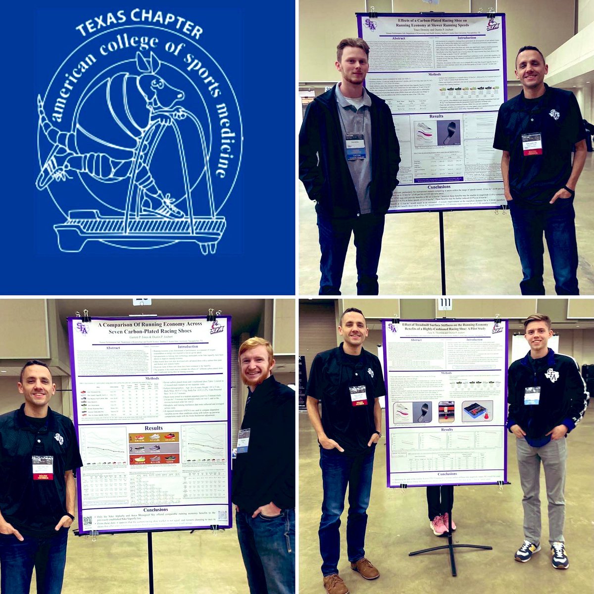 Dustin Joubert (@labratrundown) on Twitter photo After 2 years of virtual meetings, it was nice for our <a href="/SFASU/">Stephen F. Austin State University</a> Kinesiology students to get to present some of our 👟 research in person at the <a href="/TexasACSM/">Texas ACSM</a> Annual Meeting. After 2 years of virtual meetings, it was nice for our <a href="/SFASU/">Stephen F. Austin State University</a> Kinesiology students to get to present some of our 👟 research in person at the <a href="/TexasACSM/">Texas ACSM</a> Annual Meeting.