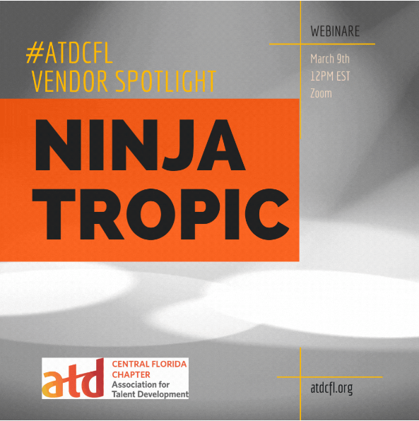 Ninja Tropic has been recognized as top content providers featured on eLearningindustry.com. On March 9th , join #ATDCFL for an lunch time hour to see how they take the stress out of video production. Register today! atdcfl.org/event-4694023
