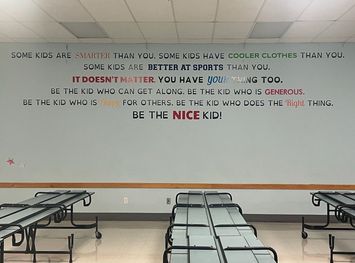 We are SO excited about the new mural that the PTA was able to install in the cafeteria! 💙💙 #bethenicekid