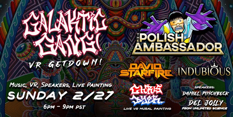 INDUBIOUS (@indubious) on Twitter photo We are stoked to be involved in the next @galakticgangnft event happening this Sunday night at 6-9pm PST! This one will be happening in the Virtual Reality land featuring music from <a href="/Polish_Ambass/">ThePolishAmbassador</a> <a href="/davidstarfire/">david starfire</a> We are stoked to be involved in the next @galakticgangnft event happening this Sunday night at 6-9pm PST! This one will be happening in the Virtual Reality land featuring music from <a href="/Polish_Ambass/">ThePolishAmbassador</a> <a href="/davidstarfire/">david starfire</a>