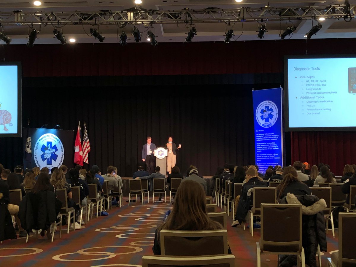 EMSWorldOFCL's tweet photo. Can EMTs diagnose? Sure, say paramedics Lily Nong and Andrew Bober during their talk “The D Word” at #NCEMSF — psychiatric issue, shock, suspected stroke, opiate overdose, environmental emergencies, TBI, respiratory distress, allergic reaction, and hyper/hypoglycemia and more. https://t.co/0Llt8pvcH2