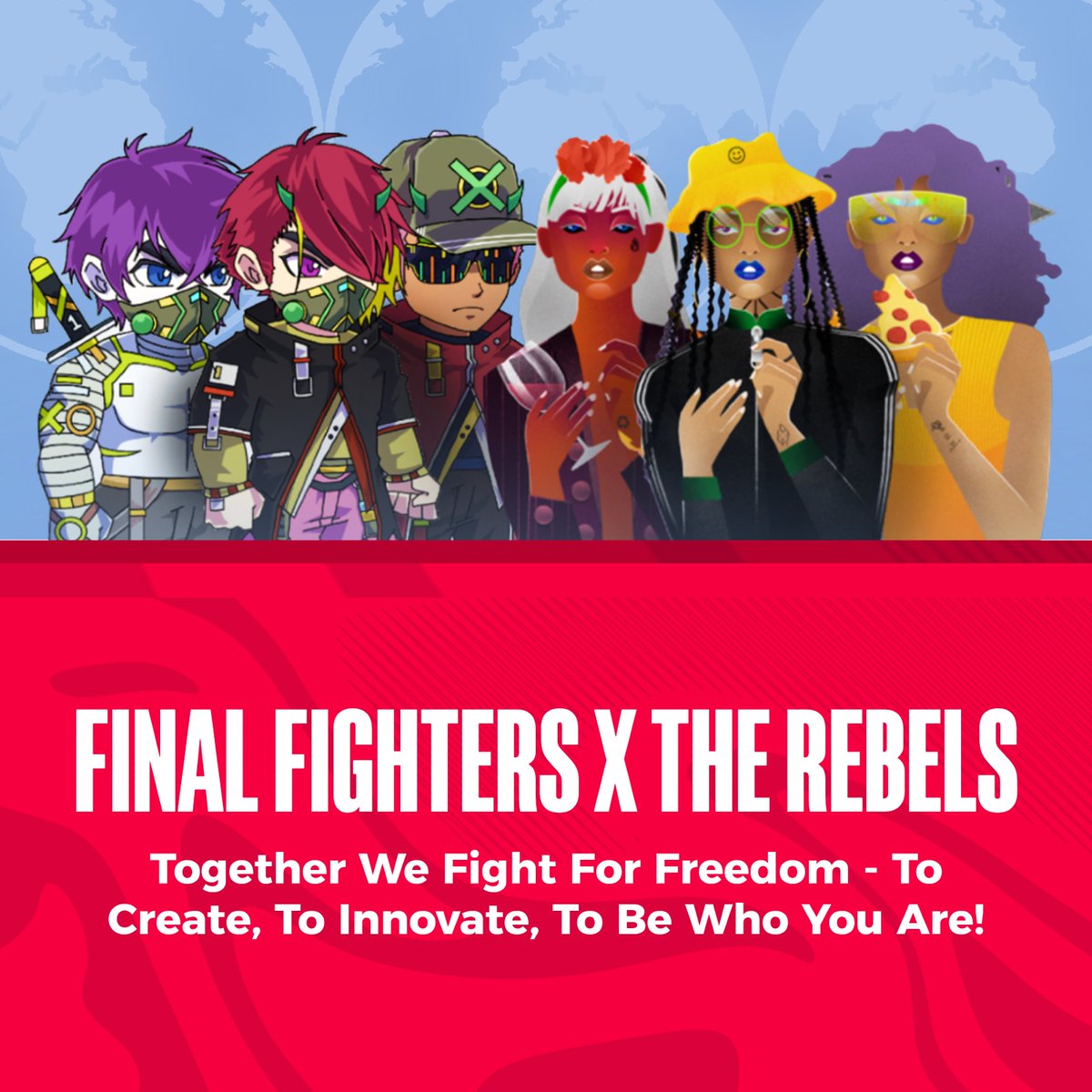 Final Fighters x <a href="/therebelsnft/">The Rebels by House of Kalinkin</a>  

10101 Rebels who'll dress the Metaverse: your access pass into the blockchain fashion world by House of Kalinkin. 

As part of this collaboration, we will be giving away FREE whitelist spots for the Rebel Holders🚀

discord.gg/therebels