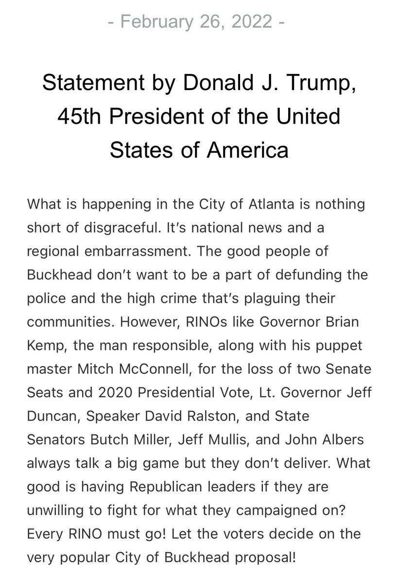 Statement by Donald J. Trump, 45th President of the United States of America