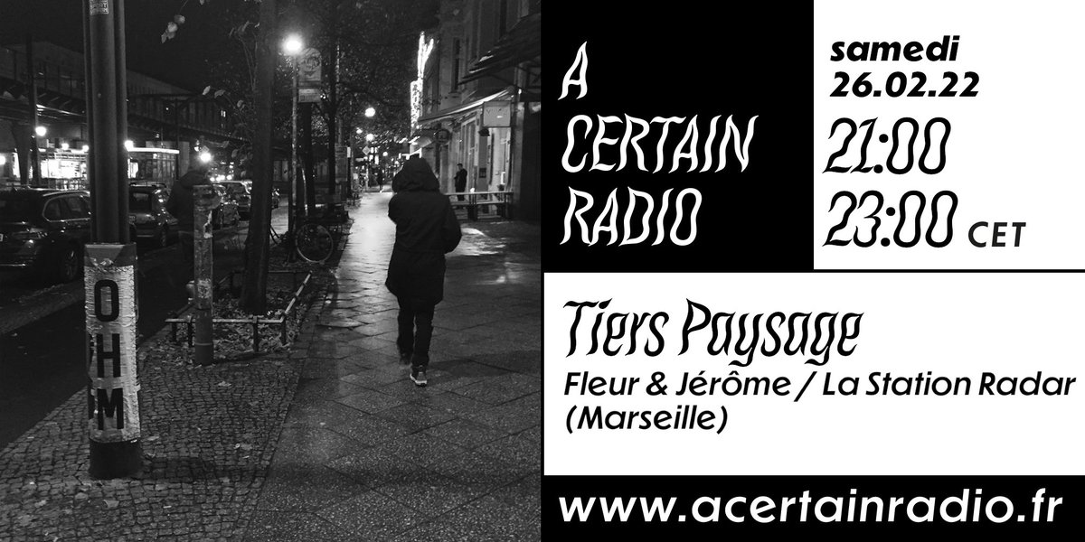 📡  ♡ TIERS PAYSAGE on air tonight at 9pm (CET) <a href="/CertainRadio/">A Certain Radio</a> 
► acertainradio.fr