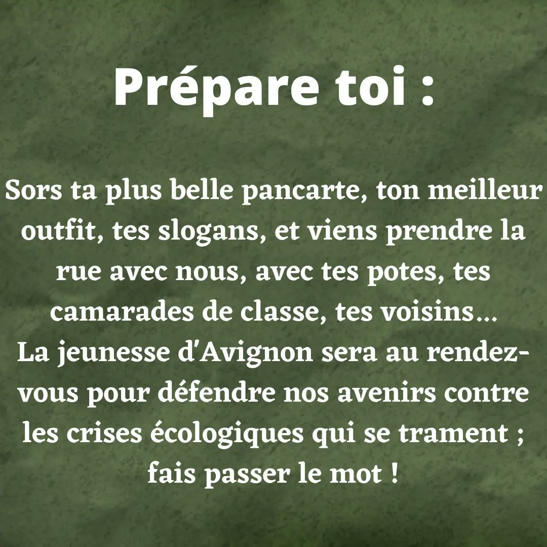 YFCavignon's tweet photo. L'appel est lancé : on se retrouve dans un mois, le 26 mars, pour la grève internationale pour le climat !

Soyez nombreux 💛 https://t.co/jCC9piJSJb