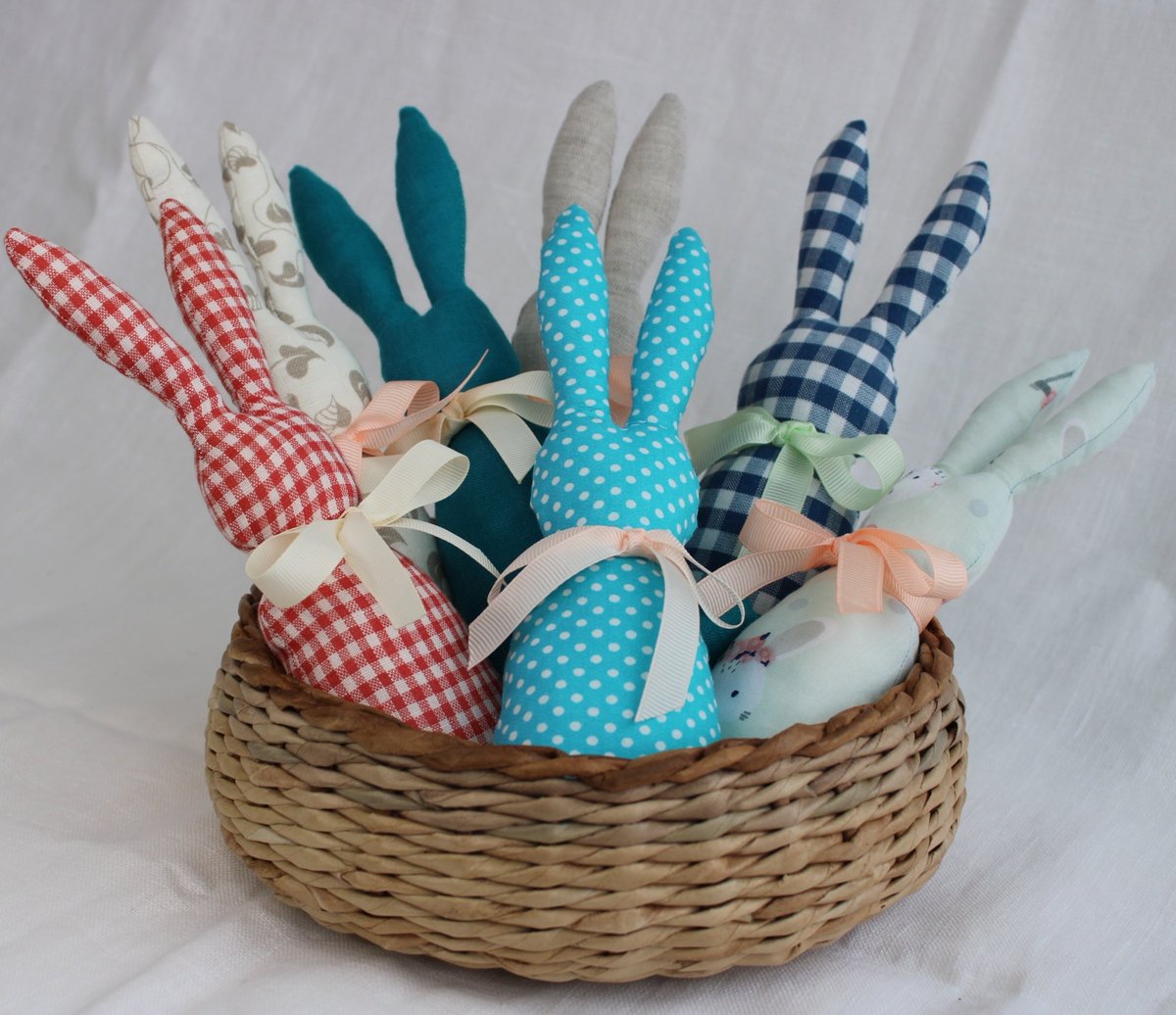 'Add some handmade, whimsy to your Easter Holiday season with these sweet bunny Ornaments. Put them on your table or place them around the house or office and let these cuties brighten your day!' etsy.me/3M5h5F3 #easterbunny #easterfavors #easterbaskettoys #easterdecor