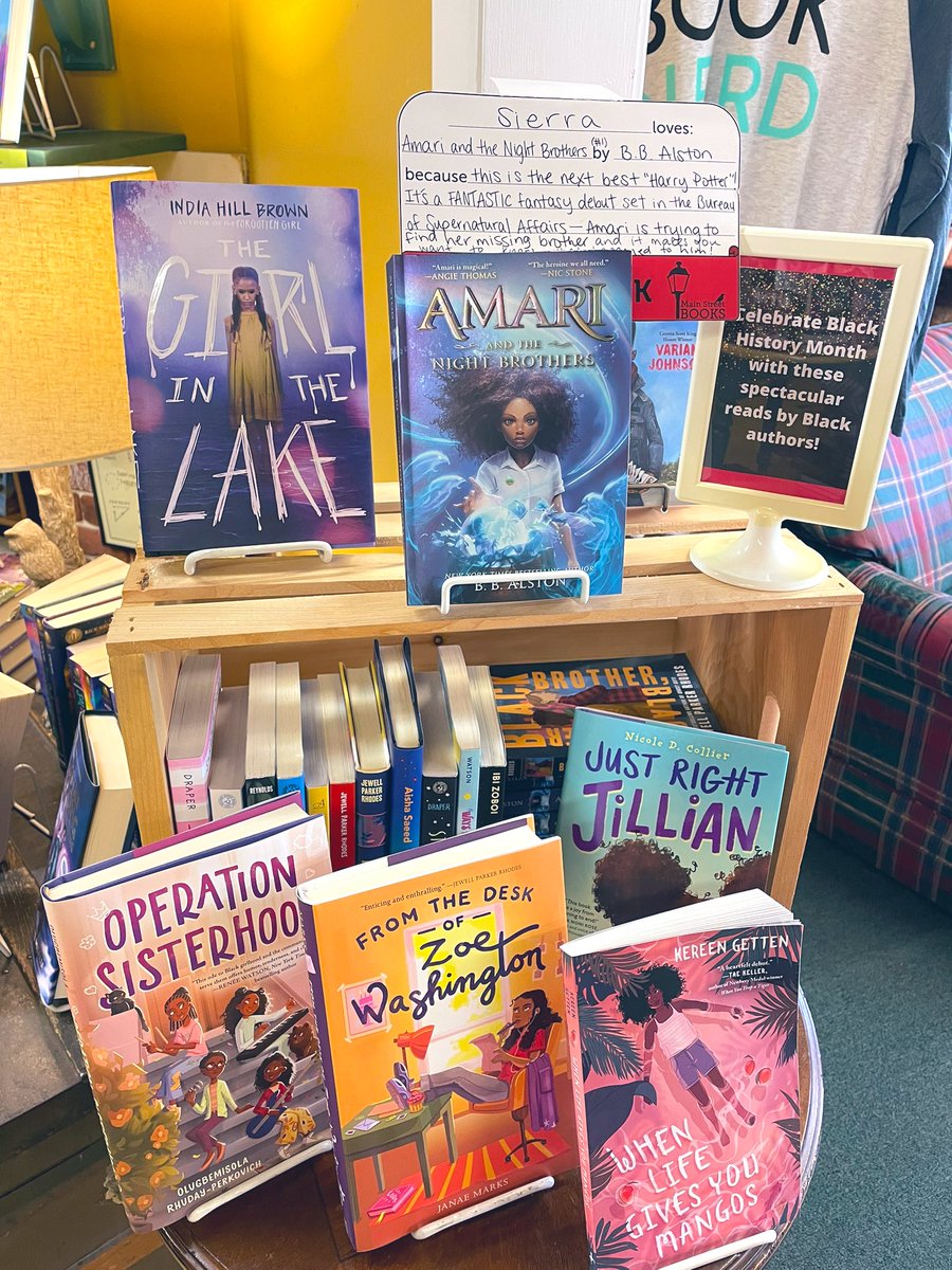 mainstreetbooks's tweet photo. Middle grade books are truly magical. For #StaffPickSaturday, Sierra recommends AMARI AND THE NIGHT BROTHERS by @bbalston to fantasy lovers, especially those who want the next best HP. She also loves so many of these titles displayed upstairs! https://t.co/bfdhJfr96e
